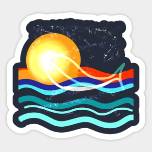 Aesthetic Whale, Sunset, Ocean Sticker